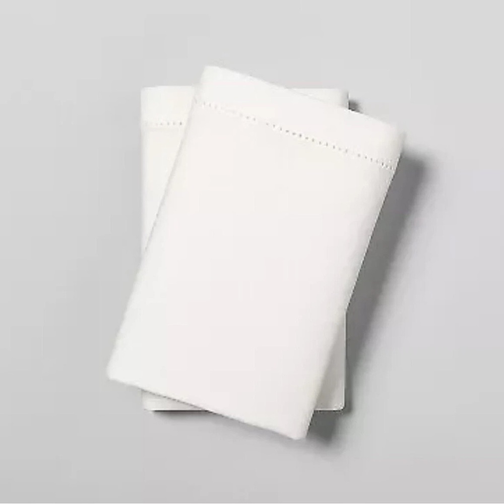 2pk King Linen Blend with Hem Stitch Pillowcase Cream  NEW IN PACKAGE